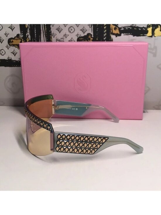 New Authentic Swarovski Sunglasses Mask, Gradient tint, SK0363 30X, Blue